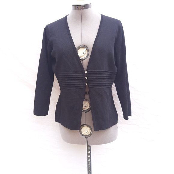 Linda Matthews Petite P/M Medium Black Blazer Jacket - Picture 2 of 6